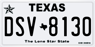 TX license plate DSV8130