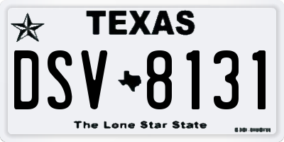 TX license plate DSV8131
