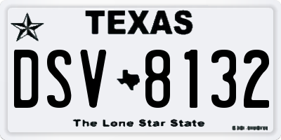 TX license plate DSV8132
