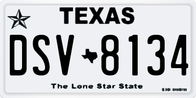 TX license plate DSV8134