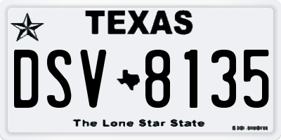 TX license plate DSV8135
