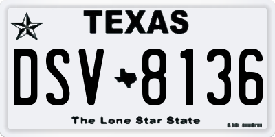TX license plate DSV8136