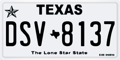 TX license plate DSV8137