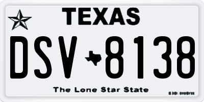 TX license plate DSV8138
