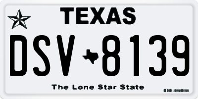 TX license plate DSV8139