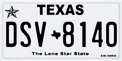 TX license plate DSV8140