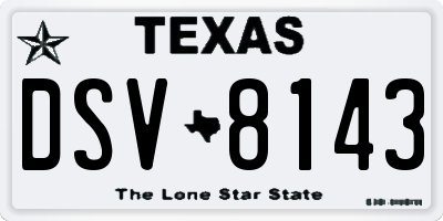 TX license plate DSV8143