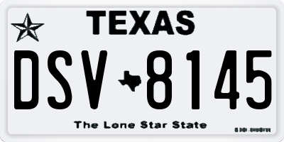 TX license plate DSV8145