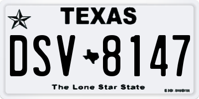 TX license plate DSV8147