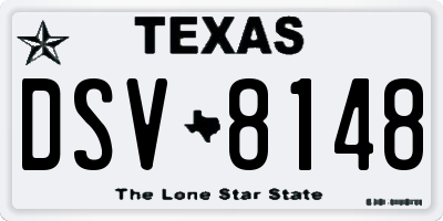TX license plate DSV8148