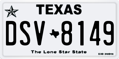 TX license plate DSV8149