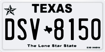 TX license plate DSV8150