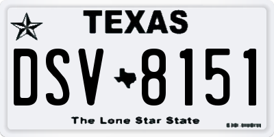 TX license plate DSV8151