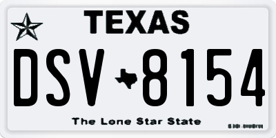 TX license plate DSV8154
