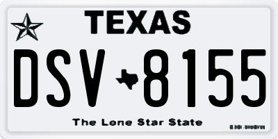 TX license plate DSV8155