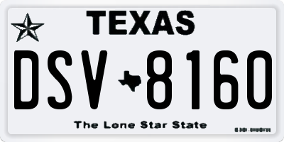 TX license plate DSV8160