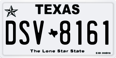 TX license plate DSV8161