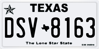 TX license plate DSV8163