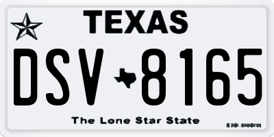 TX license plate DSV8165