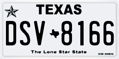 TX license plate DSV8166