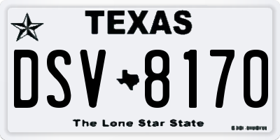 TX license plate DSV8170