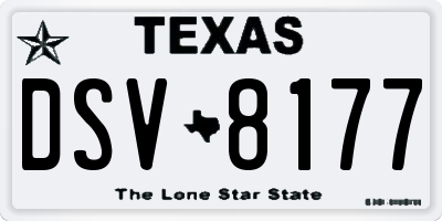 TX license plate DSV8177