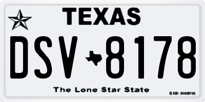 TX license plate DSV8178