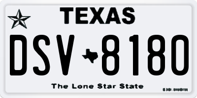 TX license plate DSV8180