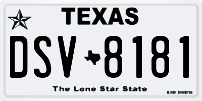 TX license plate DSV8181