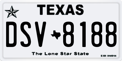 TX license plate DSV8188