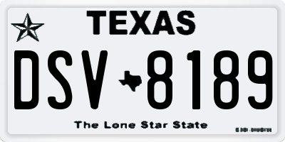TX license plate DSV8189