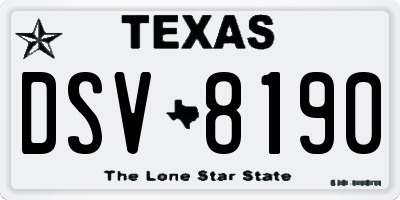TX license plate DSV8190