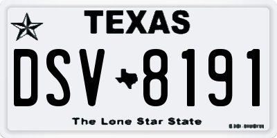 TX license plate DSV8191