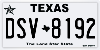 TX license plate DSV8192