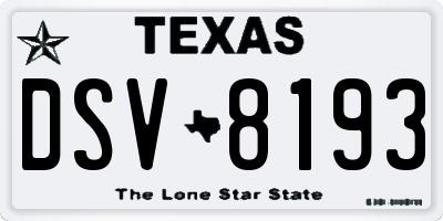 TX license plate DSV8193