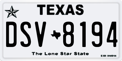 TX license plate DSV8194
