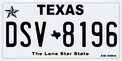 TX license plate DSV8196