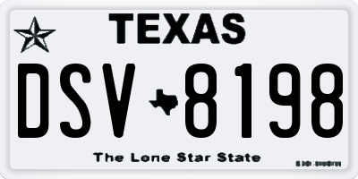 TX license plate DSV8198