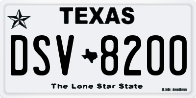 TX license plate DSV8200