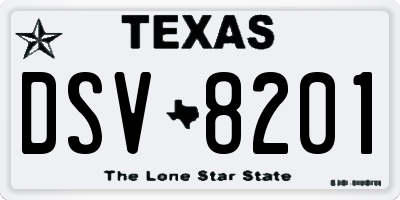 TX license plate DSV8201