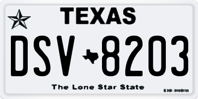 TX license plate DSV8203