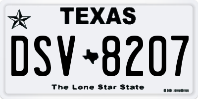 TX license plate DSV8207