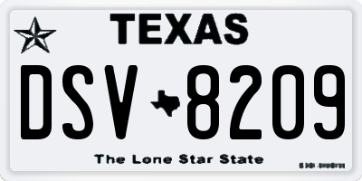 TX license plate DSV8209