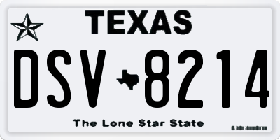 TX license plate DSV8214