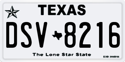 TX license plate DSV8216