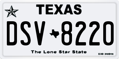 TX license plate DSV8220