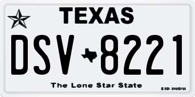 TX license plate DSV8221