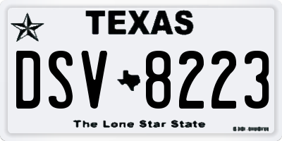 TX license plate DSV8223