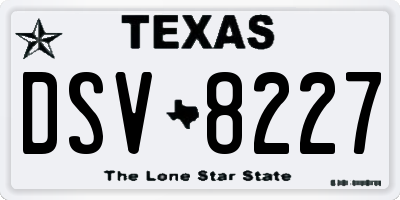 TX license plate DSV8227