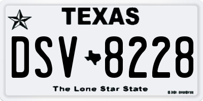 TX license plate DSV8228